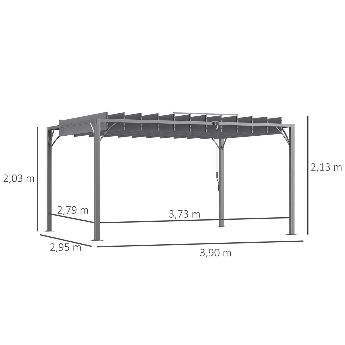 OUTSUNNY Pergola lames orientables dim. 3,9L x 2,95l x 2,13H m structure alu. acier époxy polyester gris