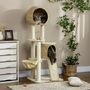 Voir la diapositive 2 : PAWHUT Arbre à chat style cosy chic griffoirs grattoir sisal 2 grandes niches plateforme hamac peluche courte beige jacinthe d'eau
