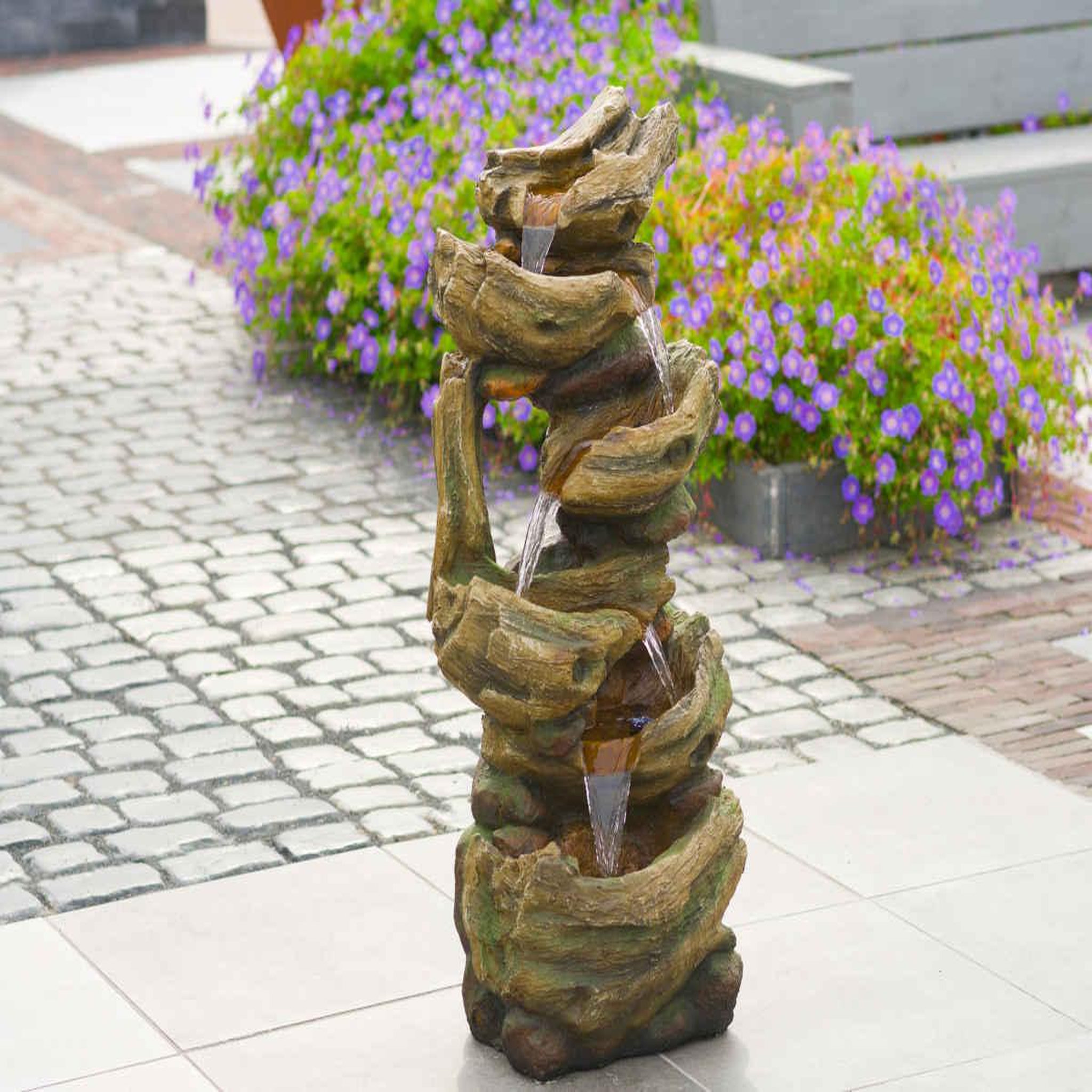 Ubbink Fontaine de jardin Trabia tronc d'arbre avec cascade et éclairage LED - Ubbink