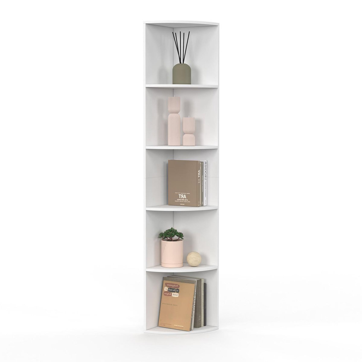 ID MARKET Etagère murale d'angle MODULA 5 niveaux blanche à poser ou à fixer