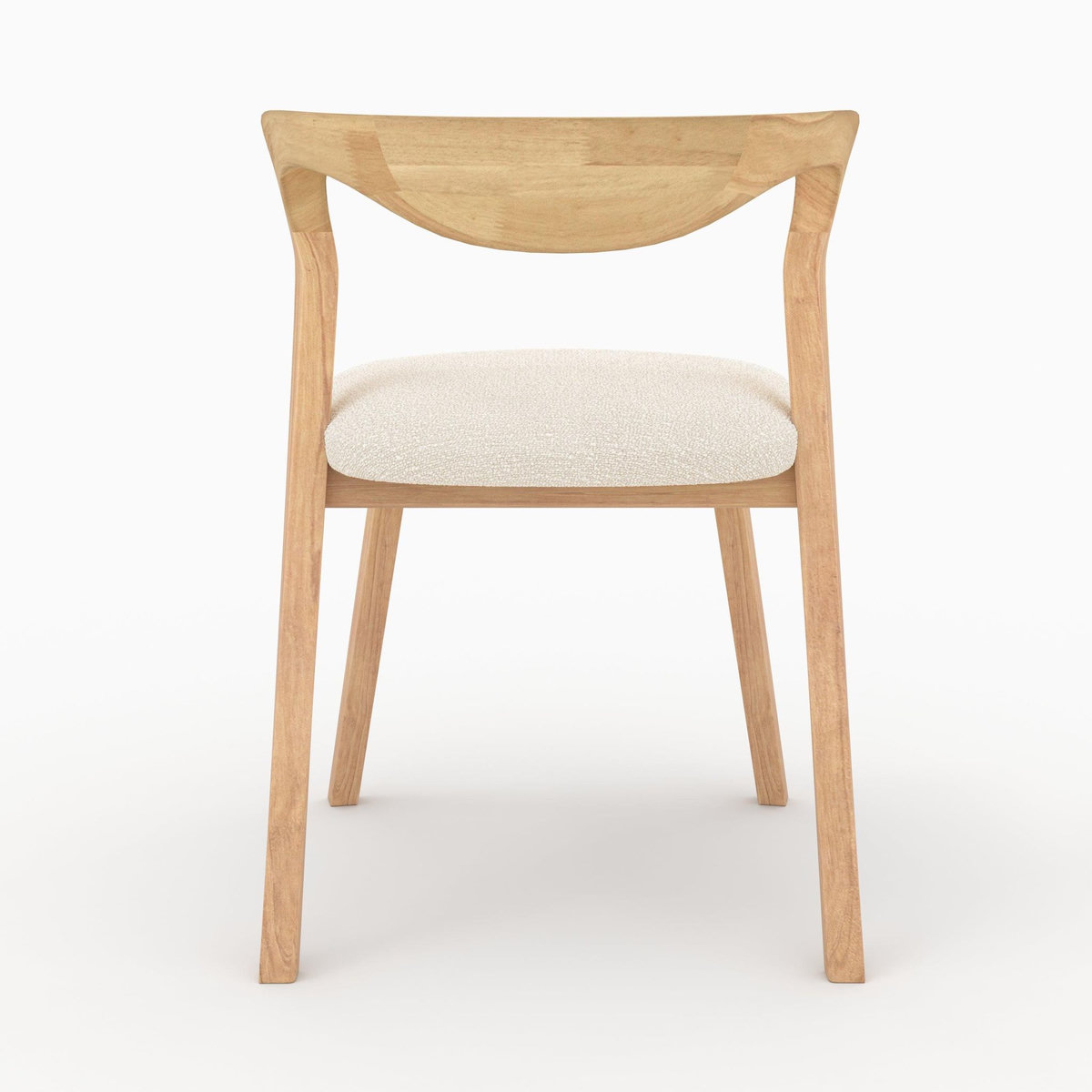 Rendez vous déco Chaise en bois d'hévéa foncé et tissu bouclé crème - Vega