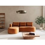 LISA DESIGN Mahina - canapé d'angle gauche 4 places convertible avec coffre en tissu texturé. Coloris disponibles : Gris, Vert, Bleu, Beige, Orange