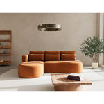 LISA DESIGN Mahina - canapé d'angle gauche 4 places convertible avec coffre en tissu texturé. Coloris disponibles : Gris, Orange, Beige, Bleu, Vert