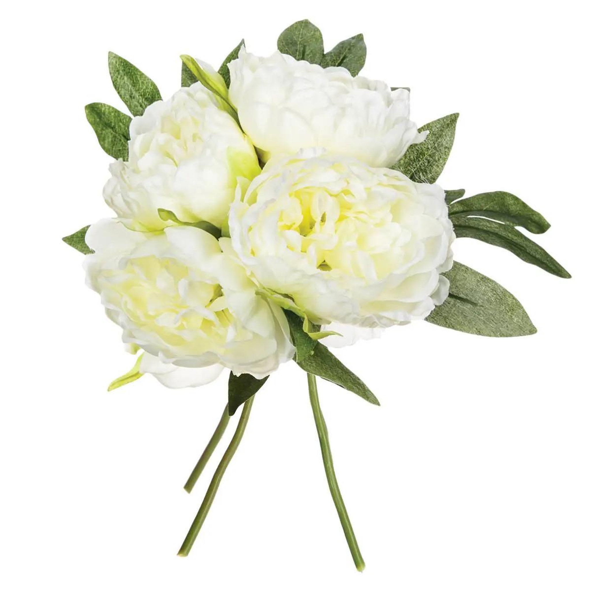 Voir la diapositive 2 : ATMOSPHERA Bouquet de fleurs  4 pivoines  31cm blanc