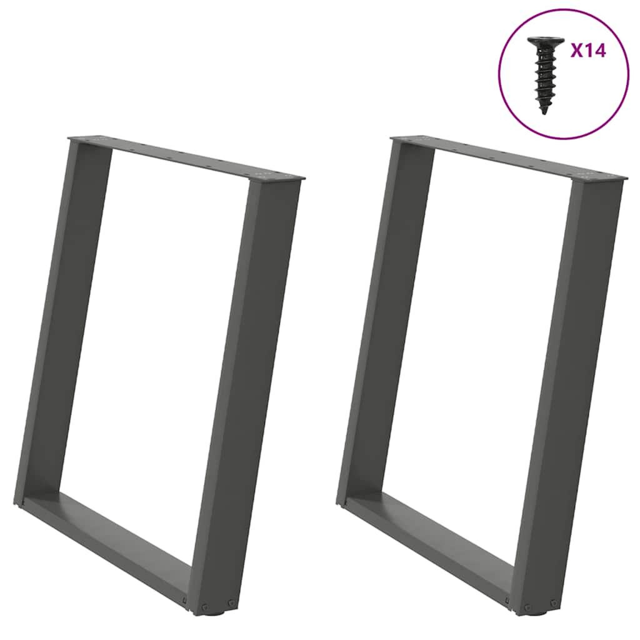 VIDAXL Pieds de table a manger forme de U 2 pcs 70x(72-73) cm acier