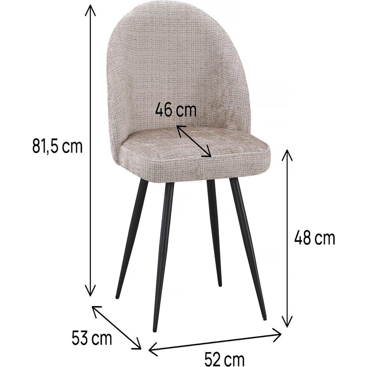 Habitat et Jardin Lot de 2 chaises en tissu  Samuel  - 53 x 51 x 82 cm - Beige