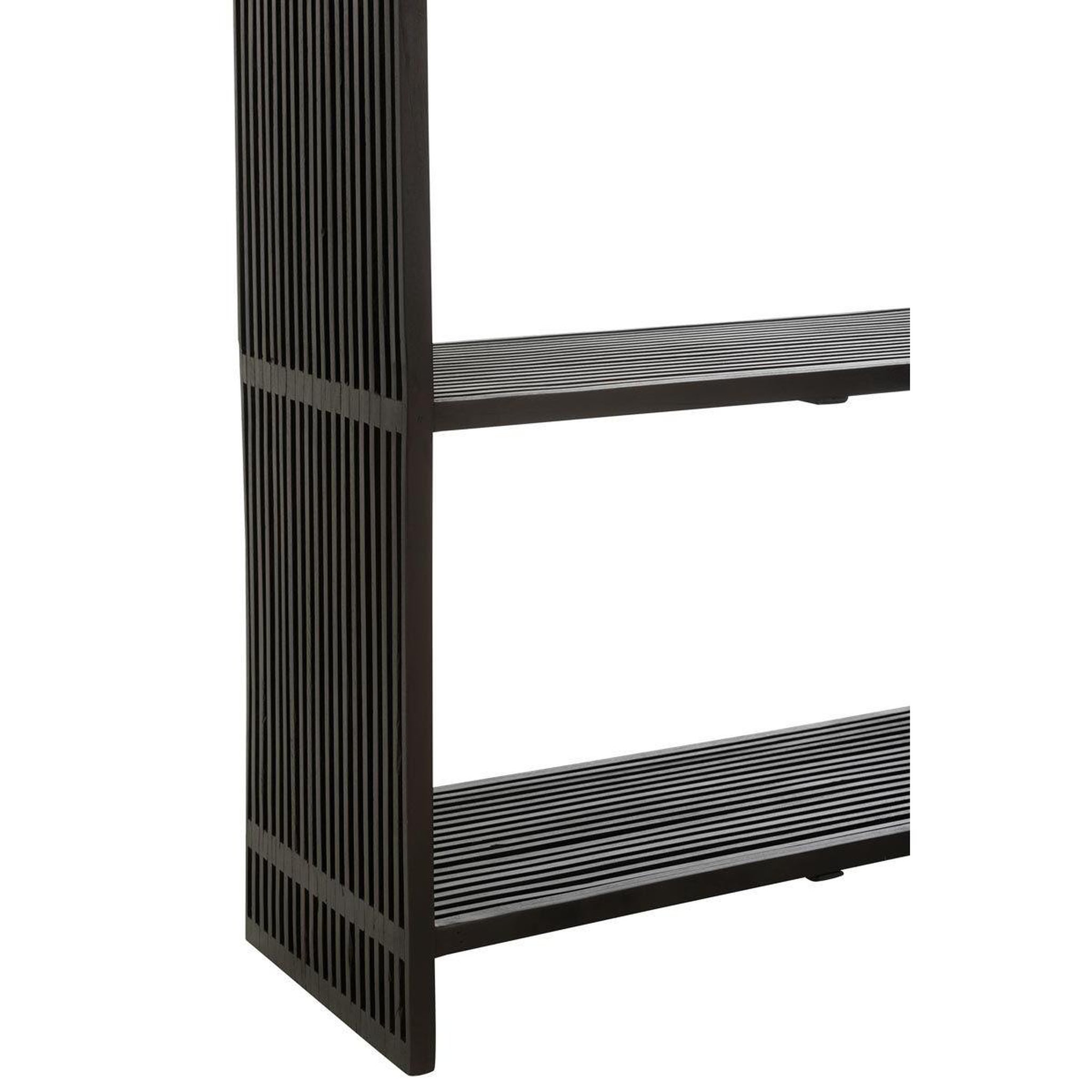 Voir la diapositive 6 : J-LINE Bibliothèque 4 Niveaux en Bois  Teck  190cm Noir