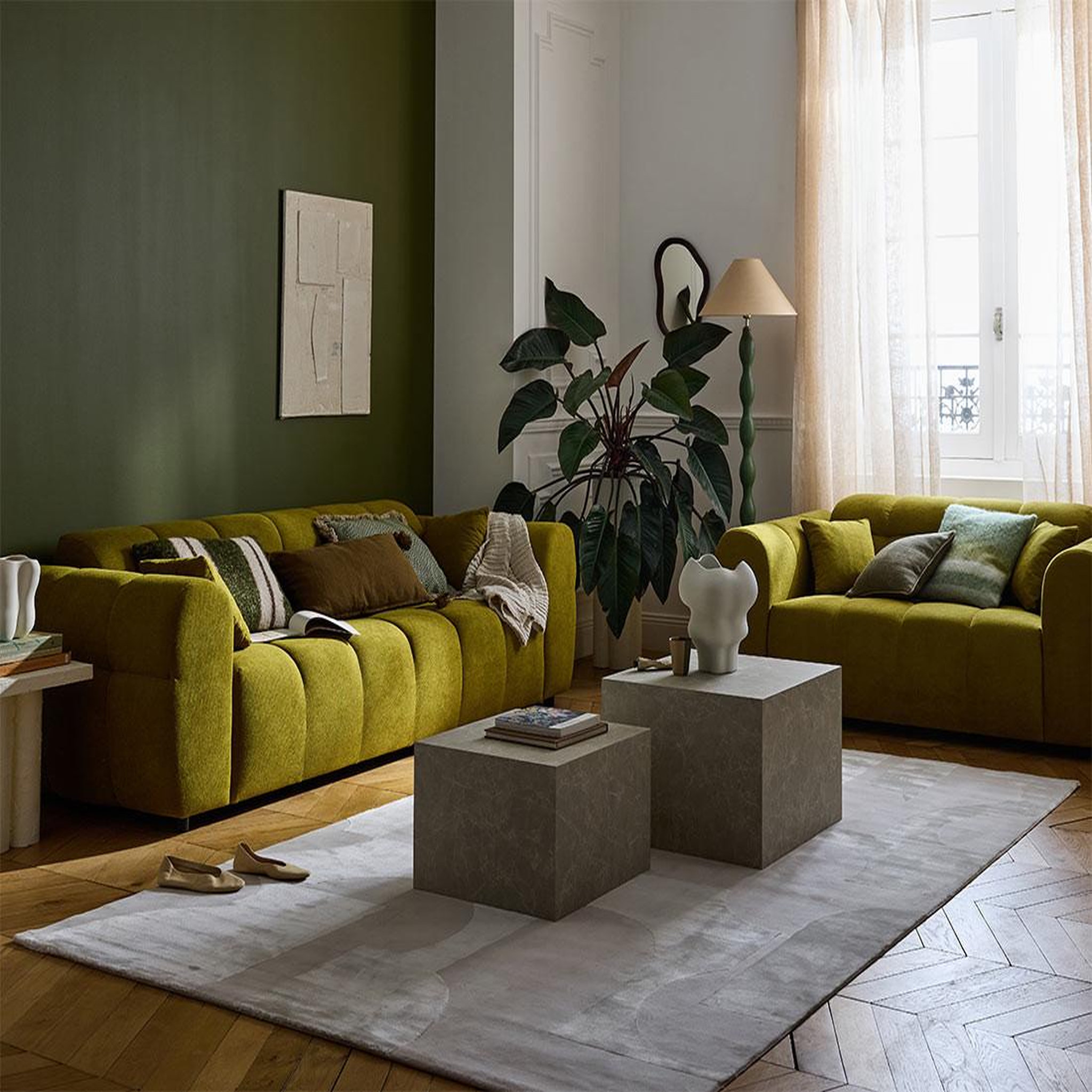 Voir la diapositive 3 : BEST MOBILIER Ray - canapé droit 3 places en tissu texturé