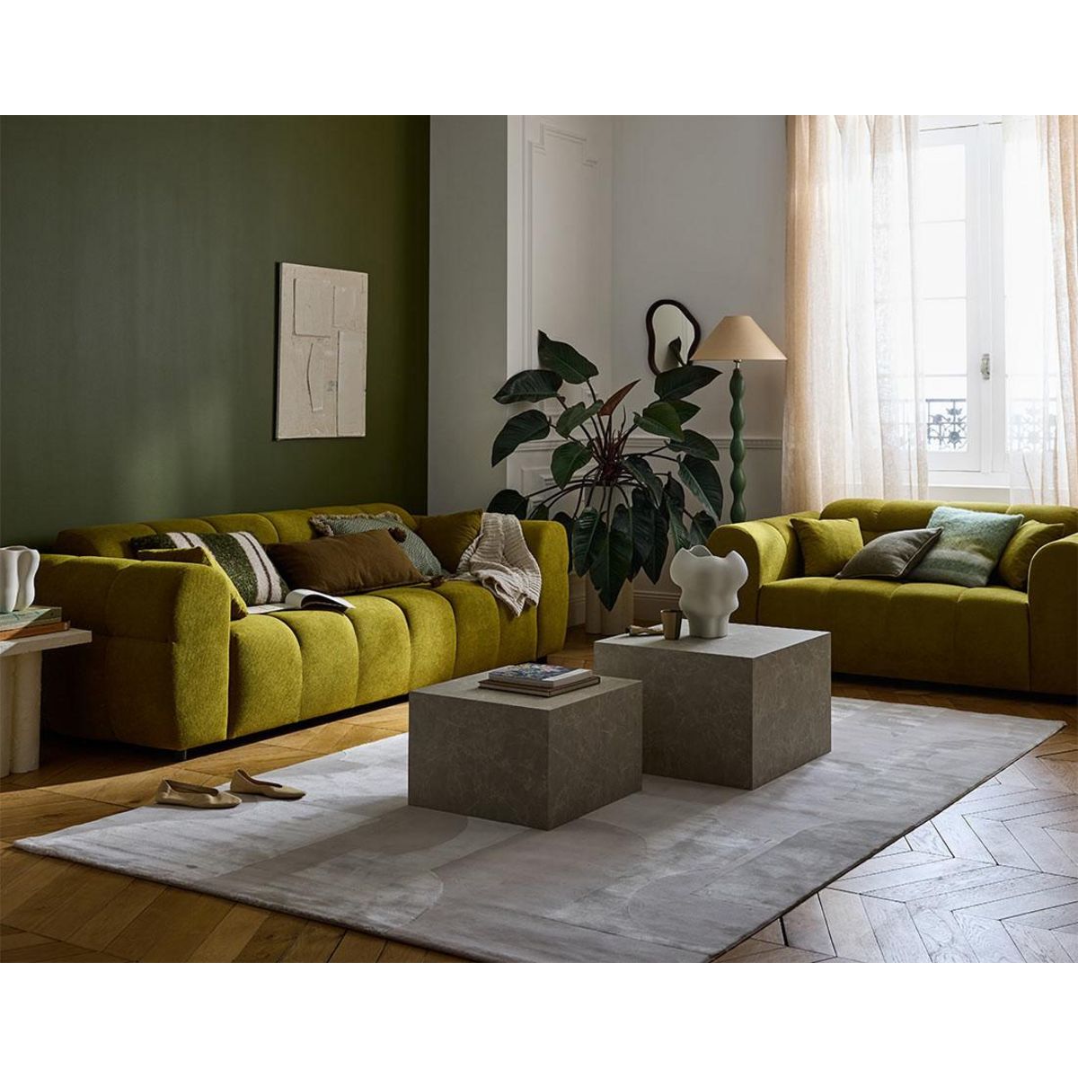 LISA DESIGN Ray - canapé droit 3 places en tissu texturé