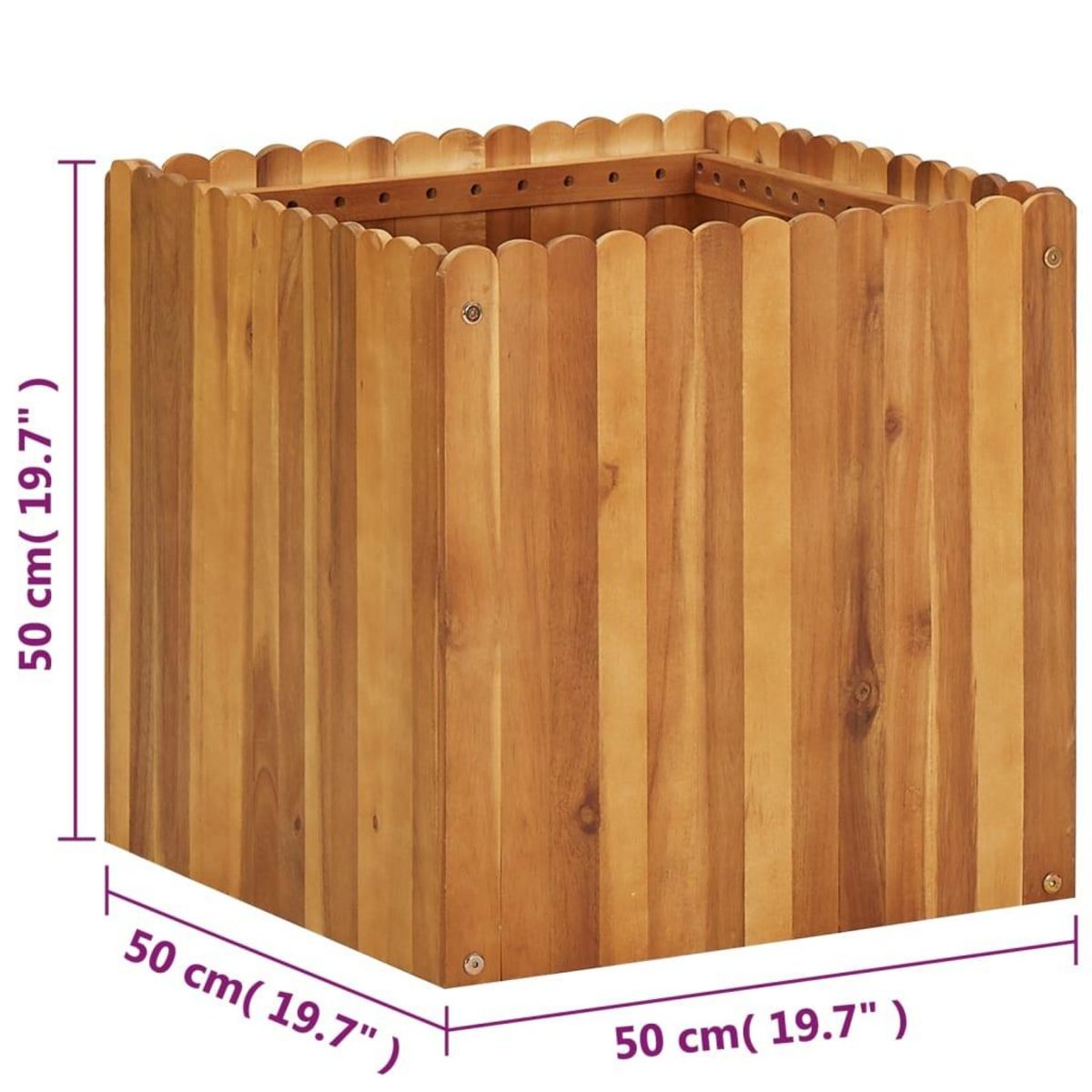 VIDAXL Lit sureleve de jardin 50x50x50 cm Bois massif d'acacia