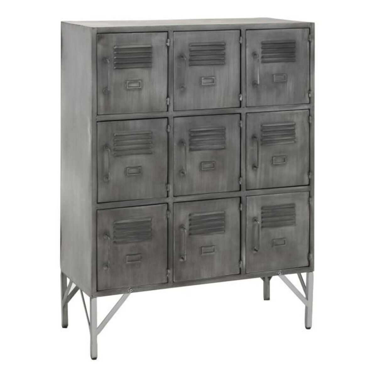 Paris Prix Commode 9 Portes en Métal  Popa  113cm Argent