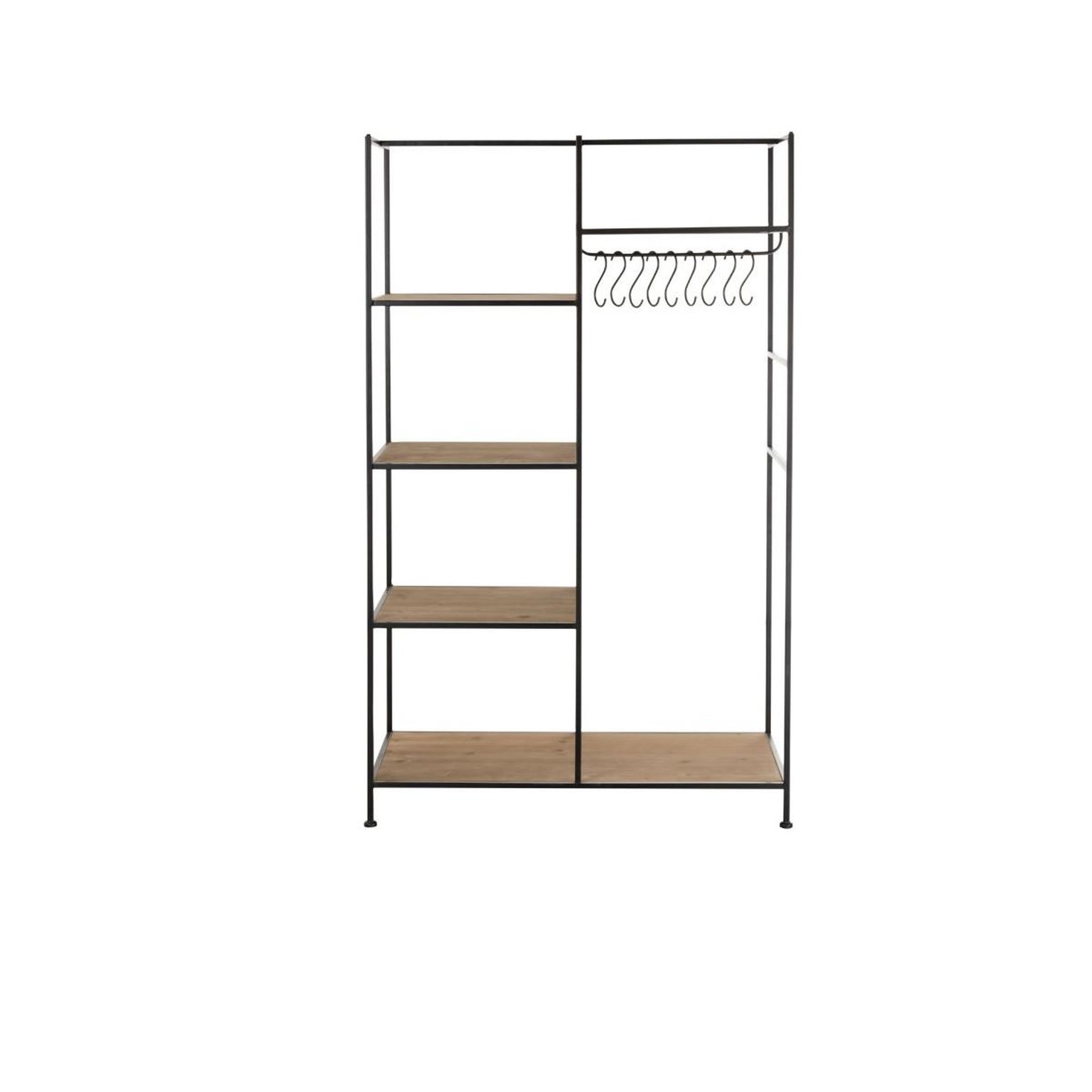 Voir la diapositive 3 : J-LINE Étagère & penderie en métal  rack  180cm noir
