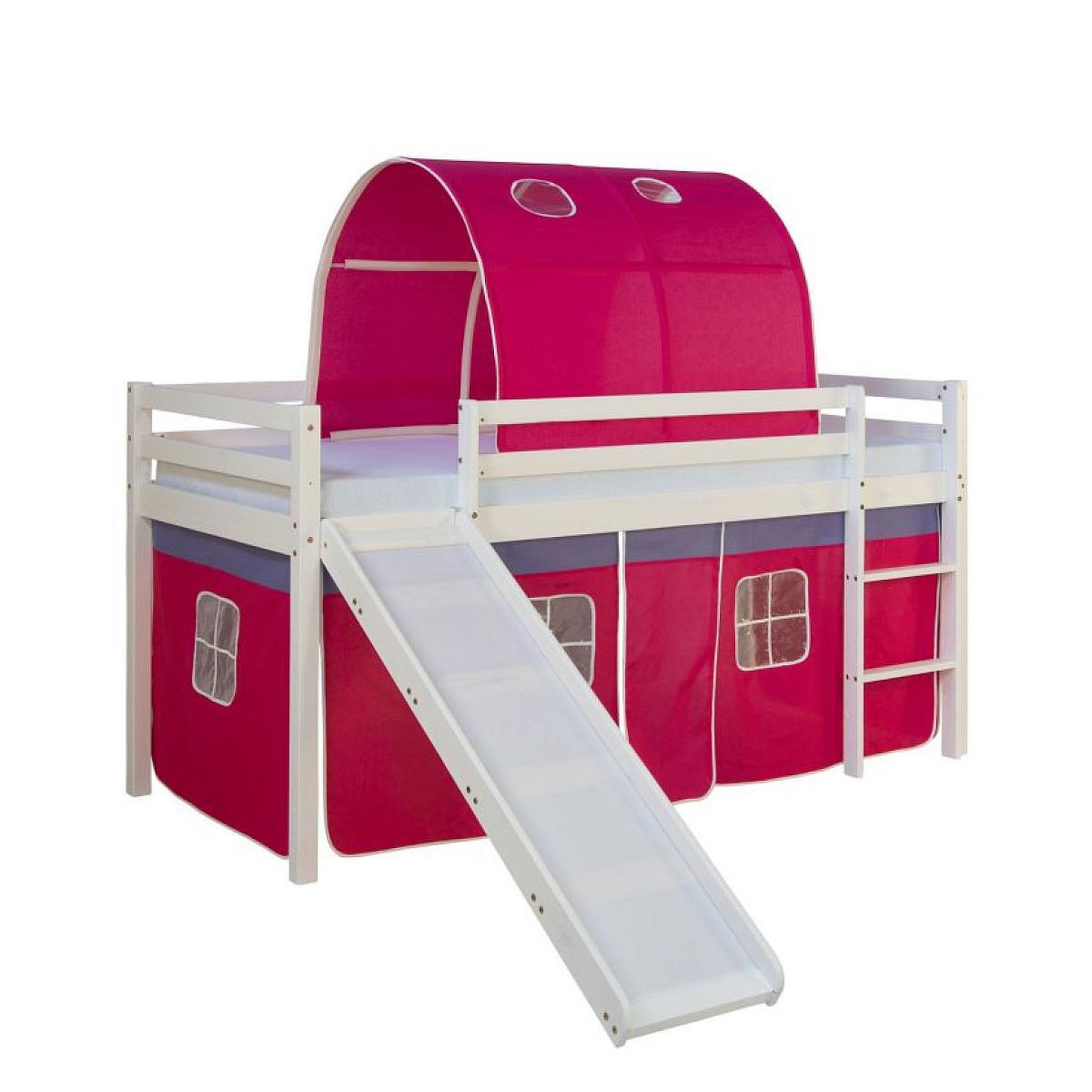 HomeStyle4U Lit rose mi-haut avec matelas 90x200 cm tunnel