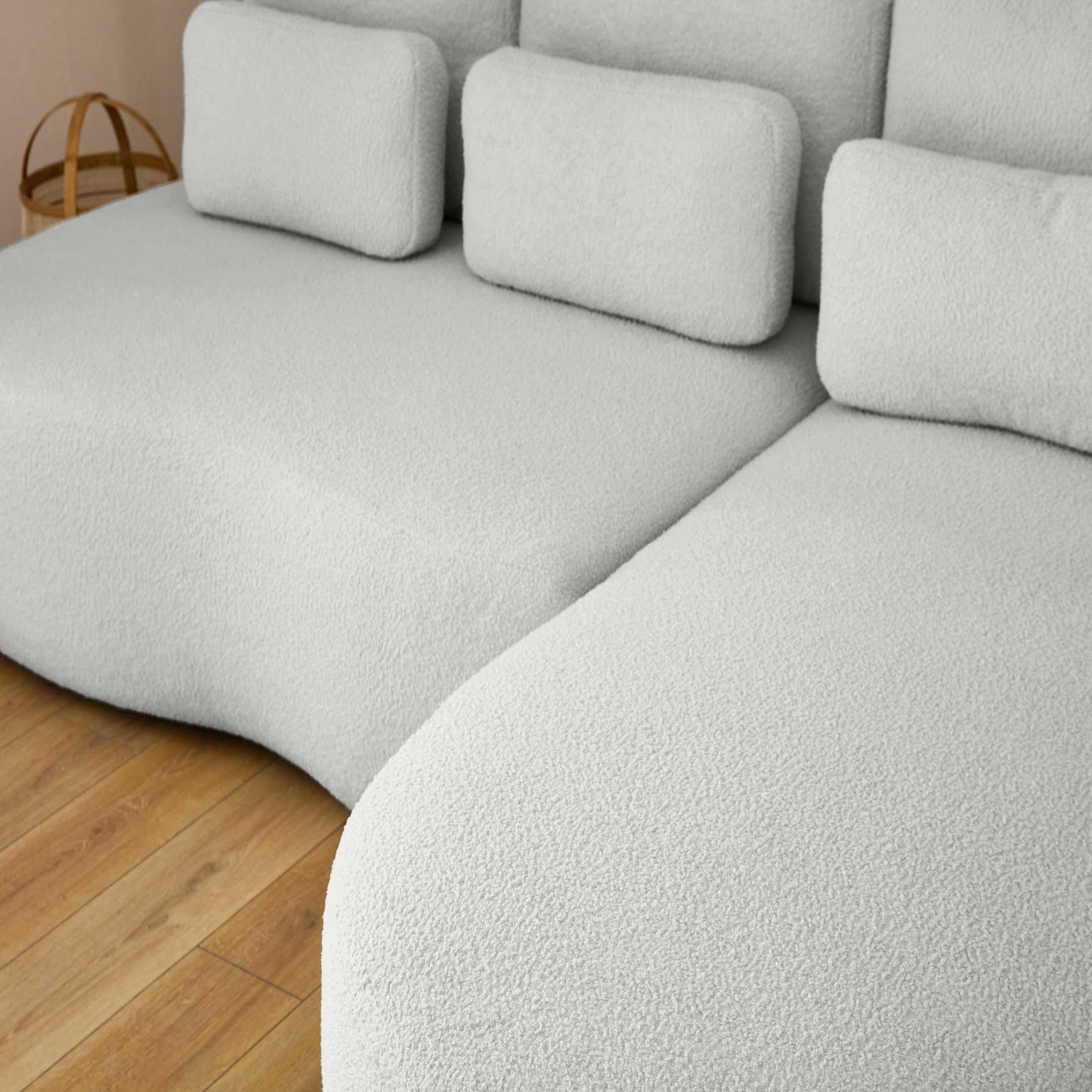 Voir la diapositive 4 : LISA DESIGN Mahina - canapé d'angle droit - 4 places - convertible avec coffre - en tissu bouclette
