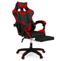 Voir la diapositive 1 : ID MARKET Fauteuil de gaming ALEX réglable avec repose-pied, coussin de tête et coussin lombaire noir et rouge