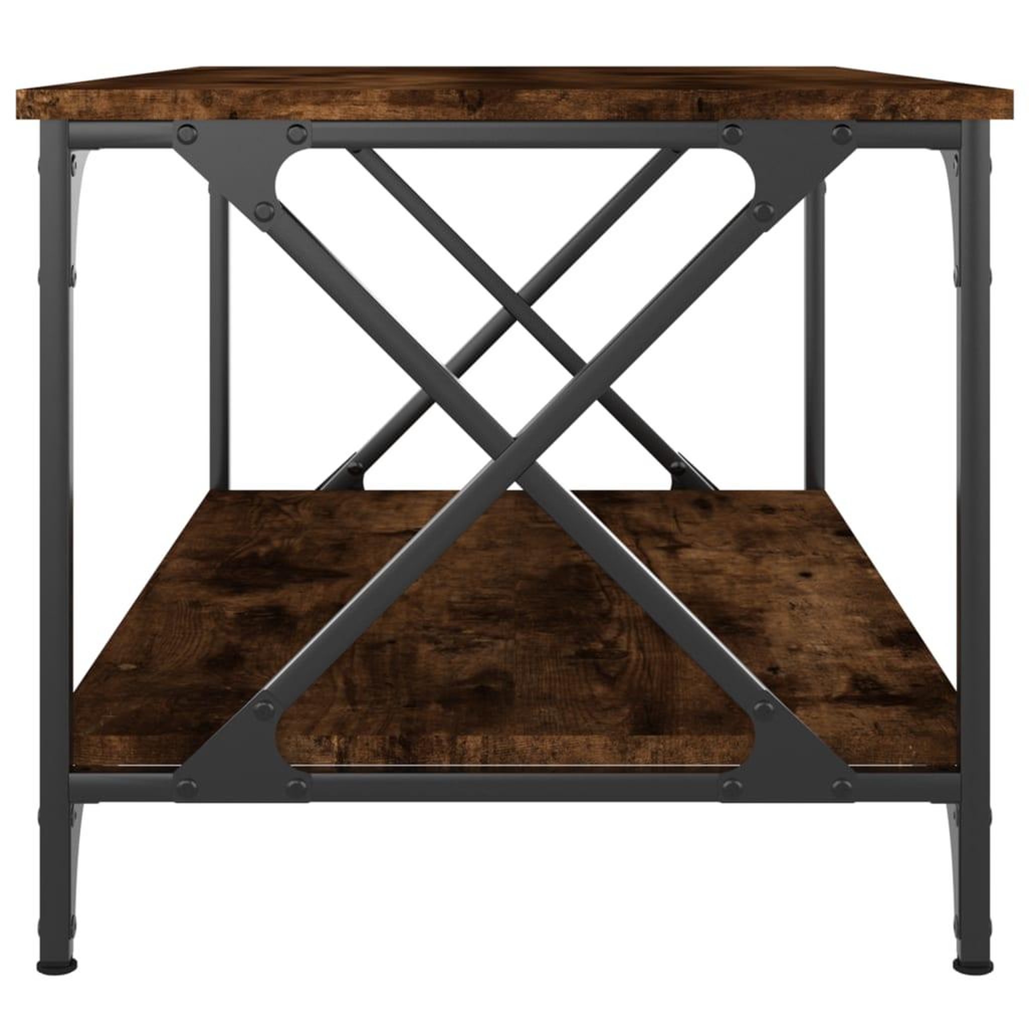 Voir la diapositive 5 : VIDAXL Table basse Chene fume 80x50x45 cm Bois d'ingenierie et fer