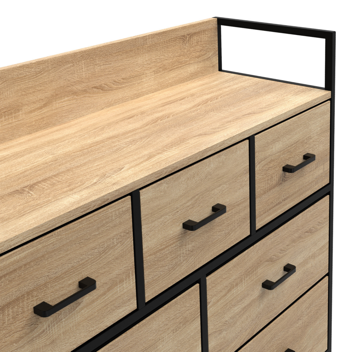 ID MARKET Commode 7 tiroirs en tissu UTAH 100 cm meuble de rangement design industriel