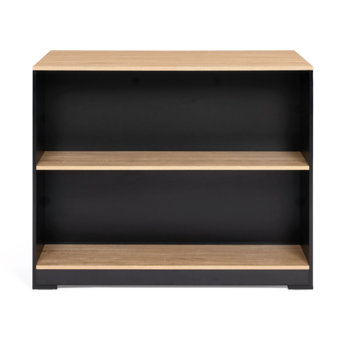 ID MARKET Table de bar îlot JUNO bois noir et plateau façon hêtre