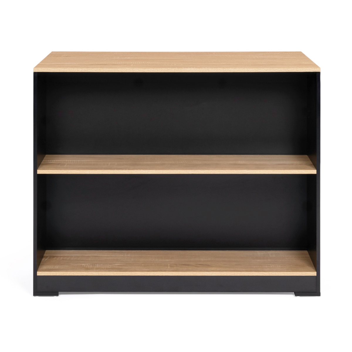 ID MARKET Table de bar îlot JUNO bois noir et plateau façon hêtre