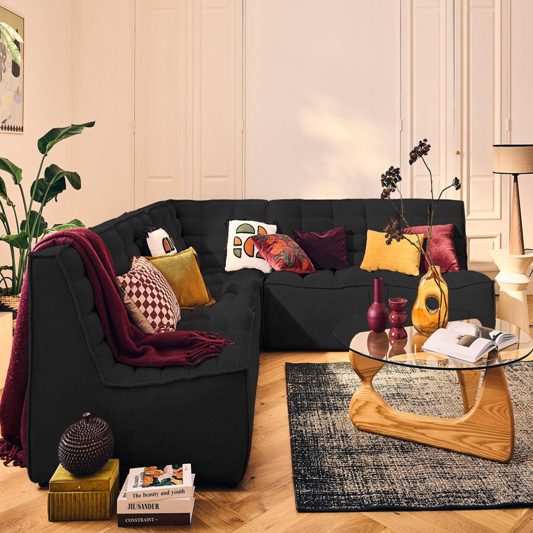 Voir la diapositive 2 : BEST MOBILIER Ellie - module d'angle en velours texturé