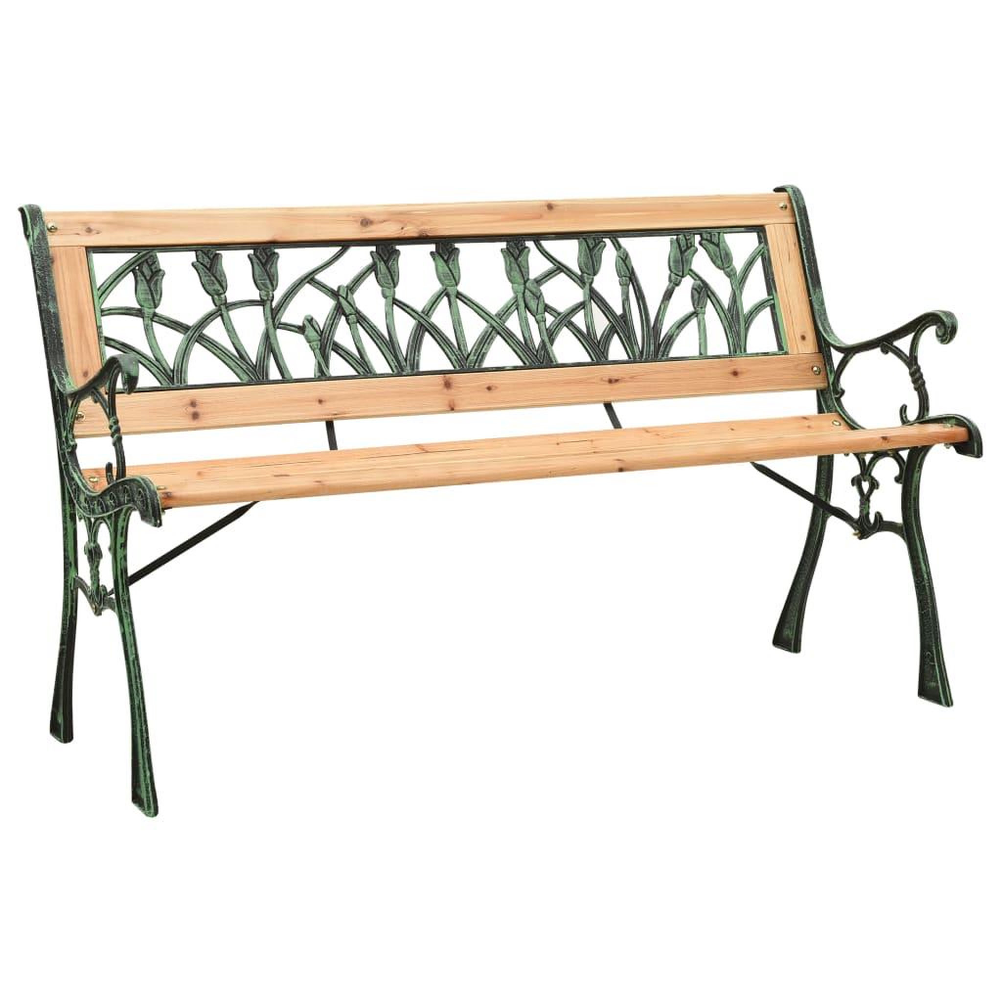 Voir la diapositive 1 : VIDAXL Banc de jardin 122 cm fonte et bois de sapin massif