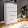 Voir la diapositive 2 : MARKET24 Commode CHELSEA 5 tiroirs - 77,2 cm - Décor blanc mat
