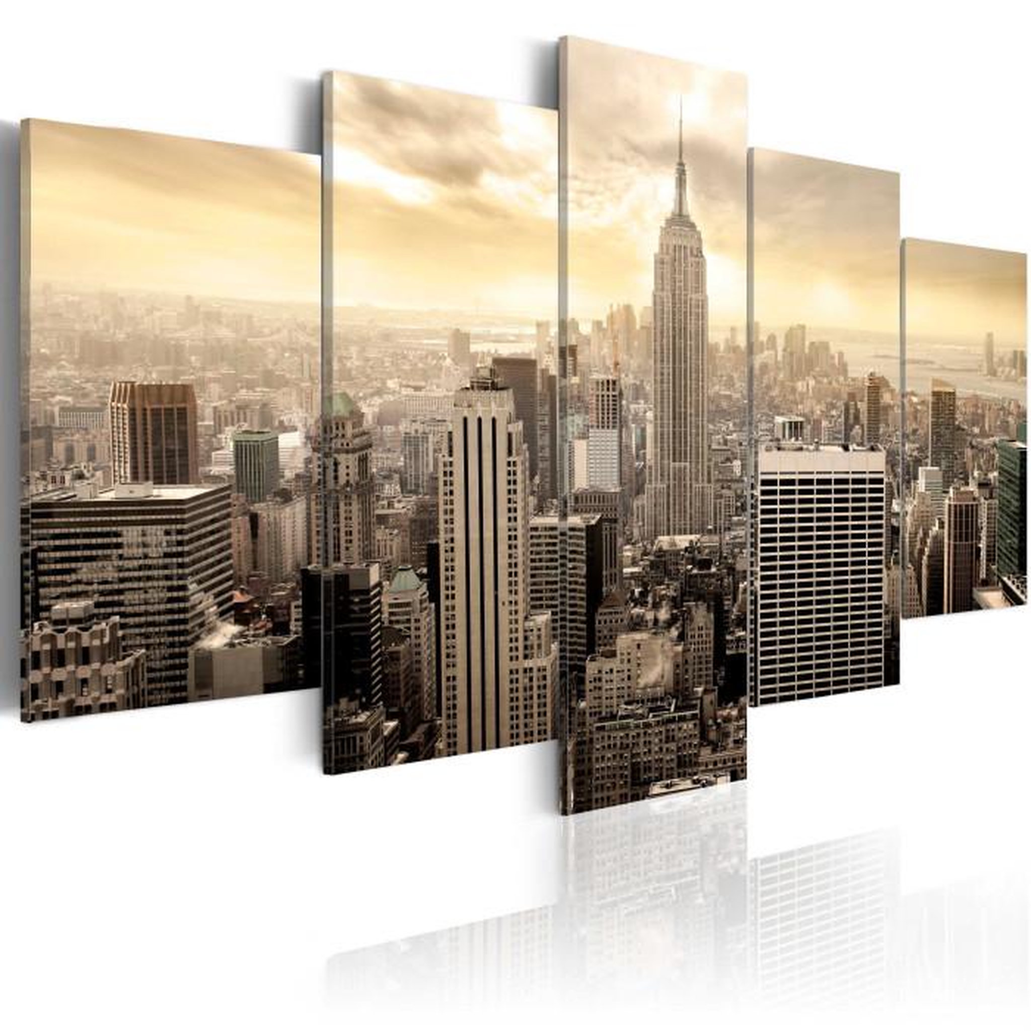 Paris Prix Tableau Imprimé  New York & Lever de Soleil. Coloris disponibles : Multicolore