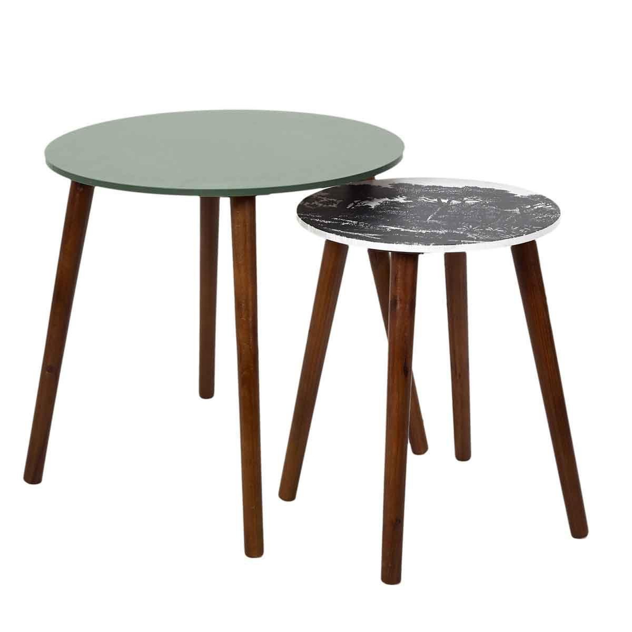 The Home Deco Factory Lot de 2 Tables Gigognes  Admira  48cm Vert & Noir
