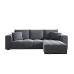 CONCEPT USINE Canapé d'angle convertible 4 places avec coffre en velours gris anthracite BRIGHTON