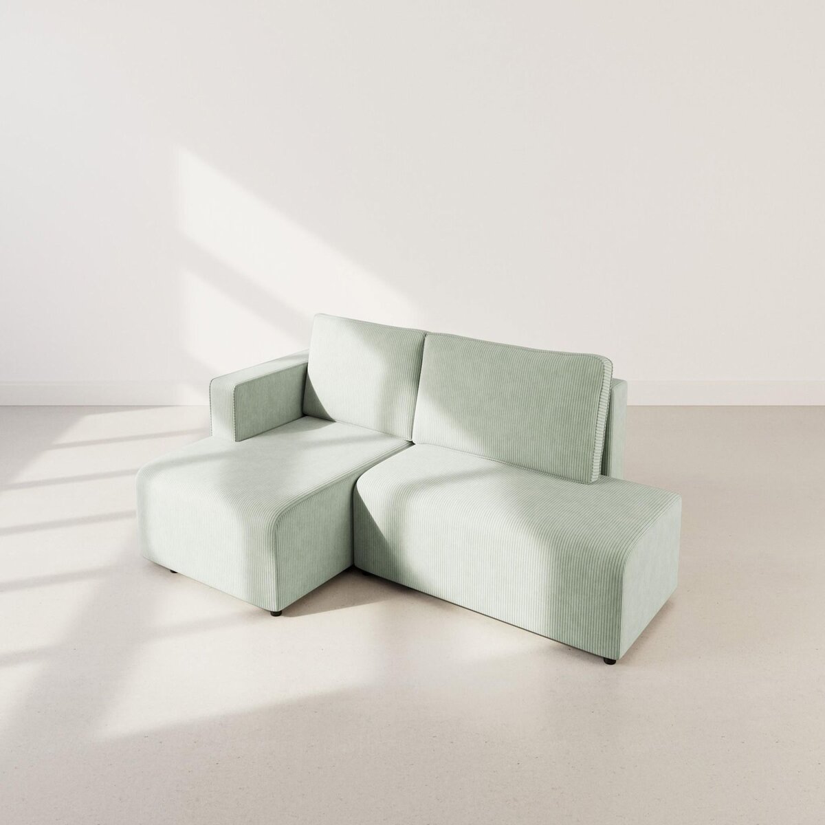 BEST MOBILIER Topaze - canapé d'angle gauche 4 places convertible avec coffre en velours côtelé