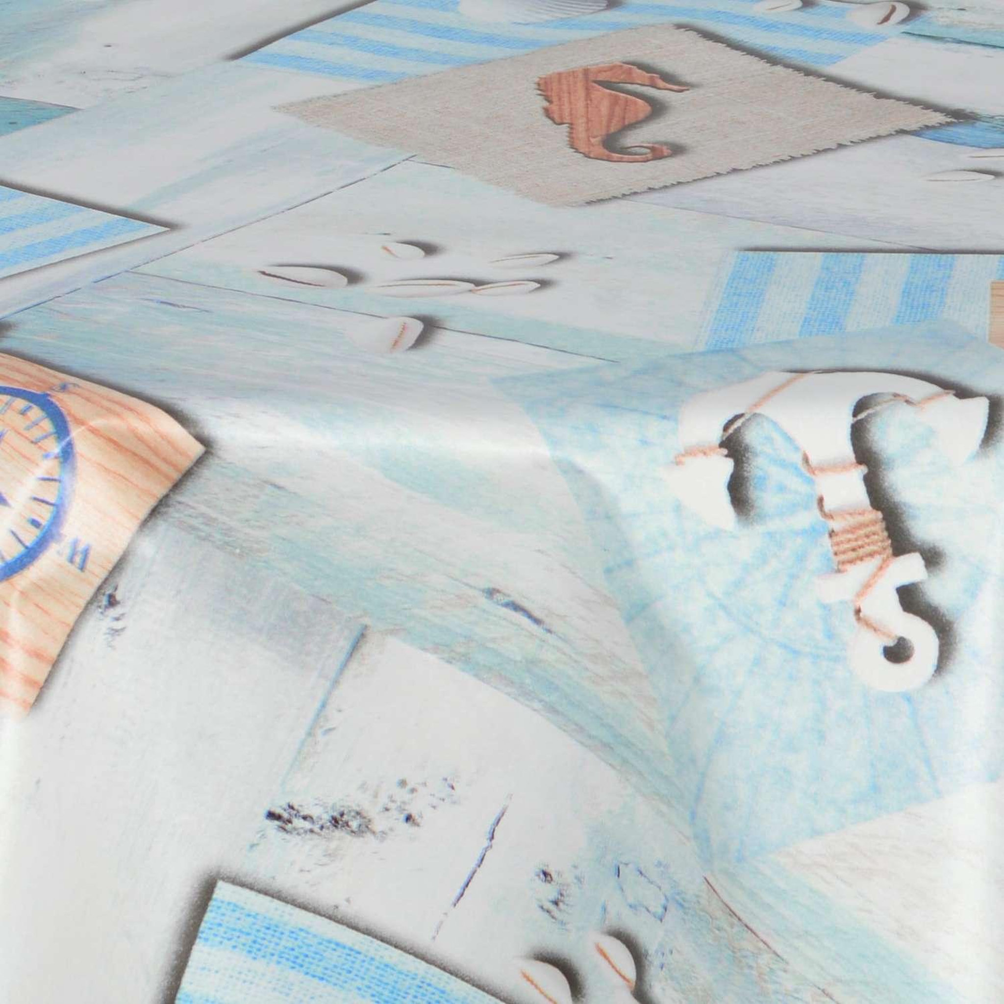 Voir la diapositive 3 : HABITABLE Nappe en toile cirée ronde hypo - diam. 150 cm - bleu