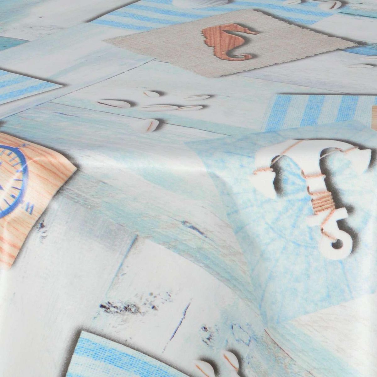 HABITABLE Nappe en toile cirée ronde Hypo - Diam. 150 cm - Bleu