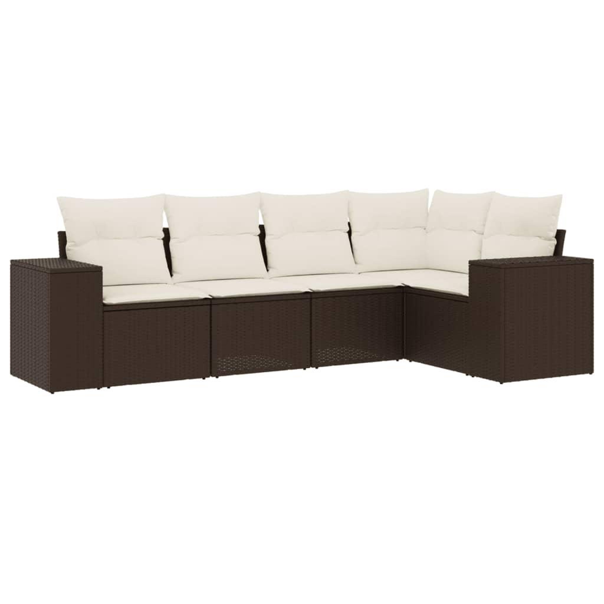 Voir la diapositive 2 : VIDAXL Salon de jardin avec coussins 5 pcs marron resine tressee