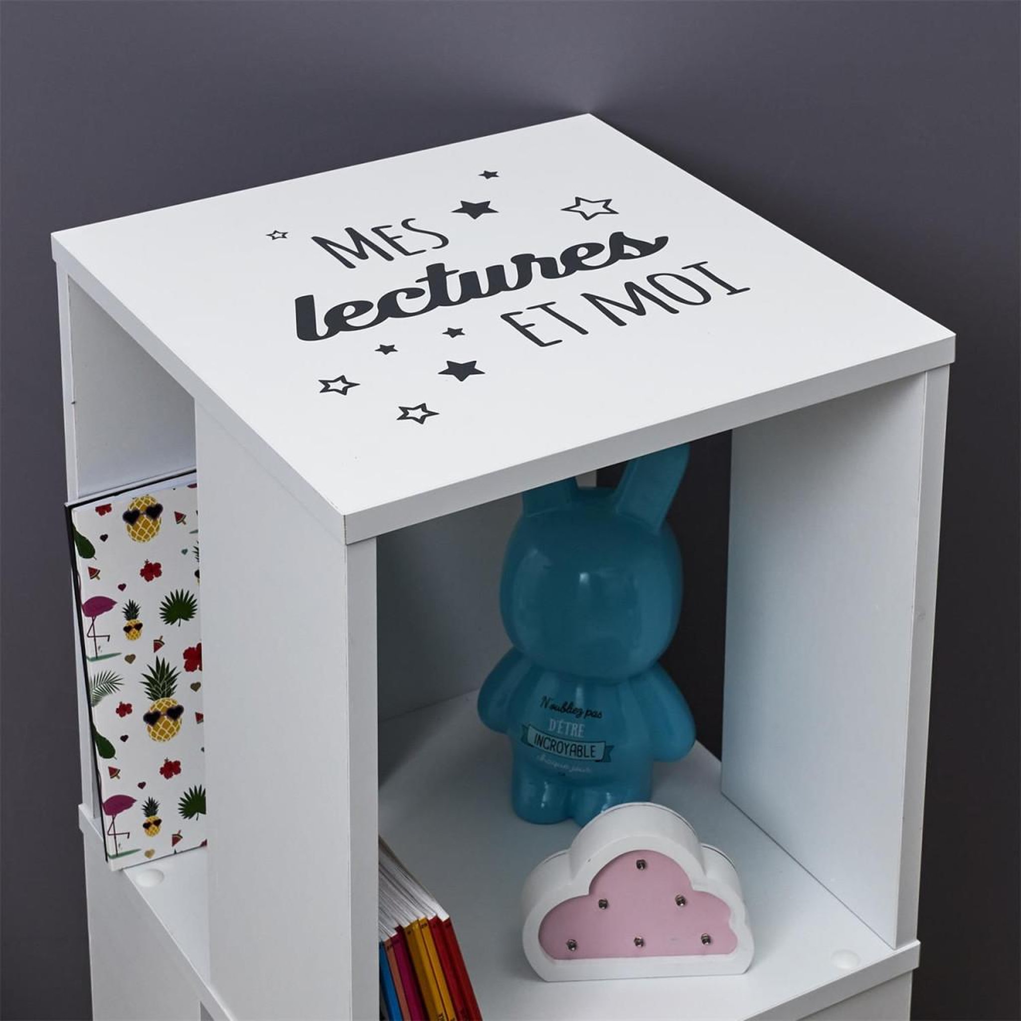Voir la diapositive 6 : HOME DECO KIDS Bibliothèque Tournante  Enfant  74cm Blanc