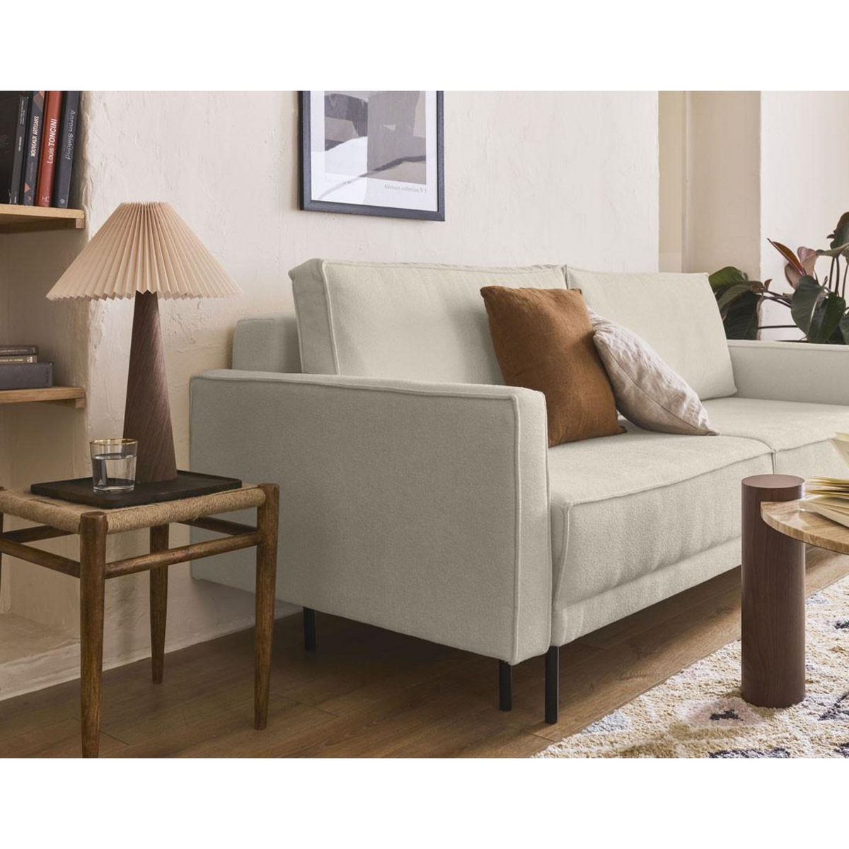 LISA DESIGN Charlie - canapé droit 3 places - convertible avec coffre - en tissu