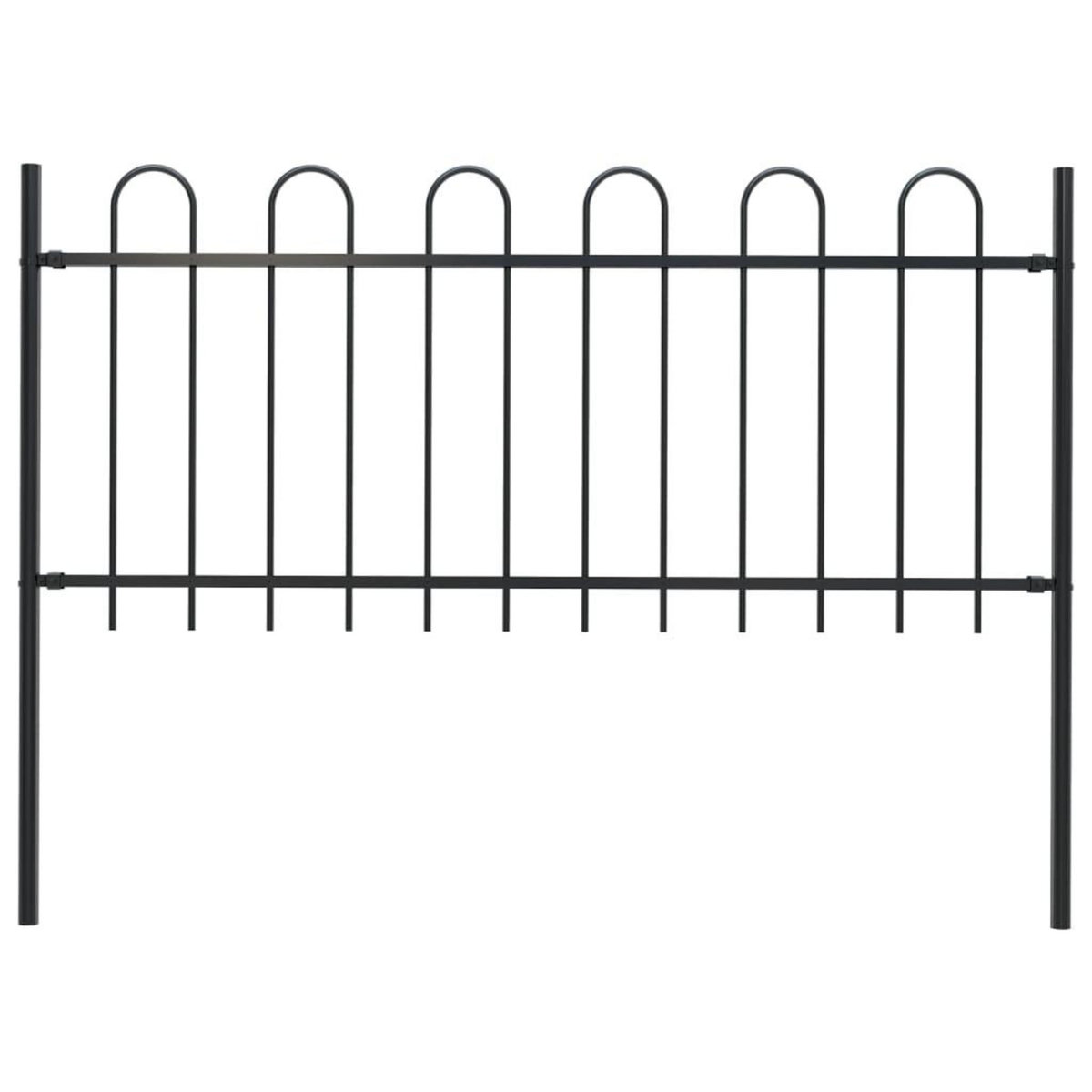 VIDAXL Cloture de jardin avec dessus en cerceau Acier 1,7 m Noir