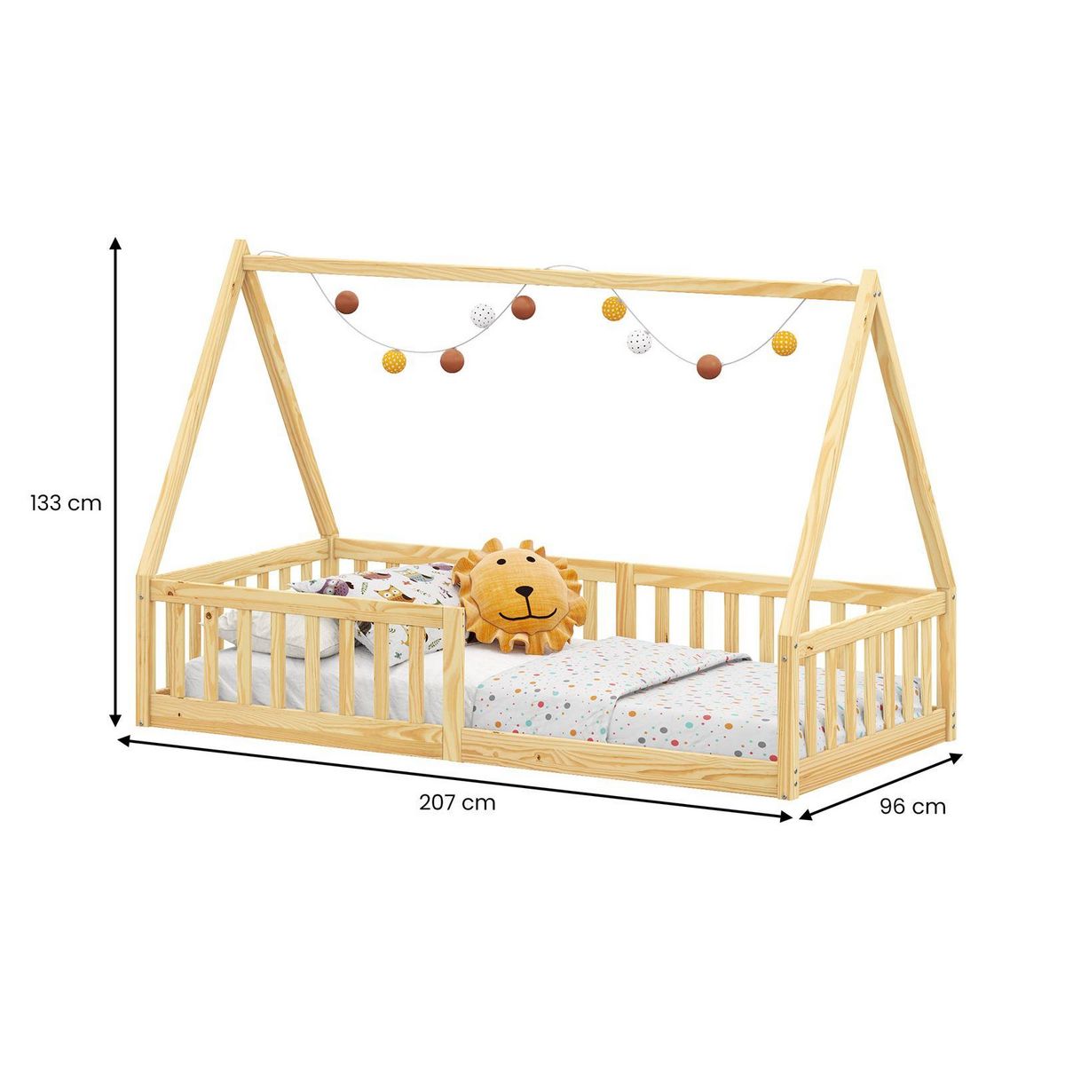 IDIMEX Lit cabane NICOLAS 90 x 200 cm, en pin massif