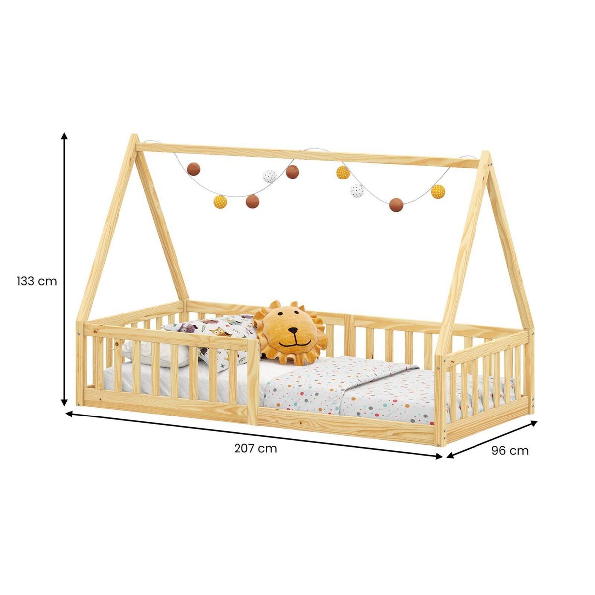 IDIMEX Lit cabane NICOLAS 90 x 200 cm, en pin massif