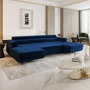 Voir la diapositive 3 : BEST MOBILIER Ayden - canapé panoramique en u 7 places convertible avec coffre et têtières réglables en tissu