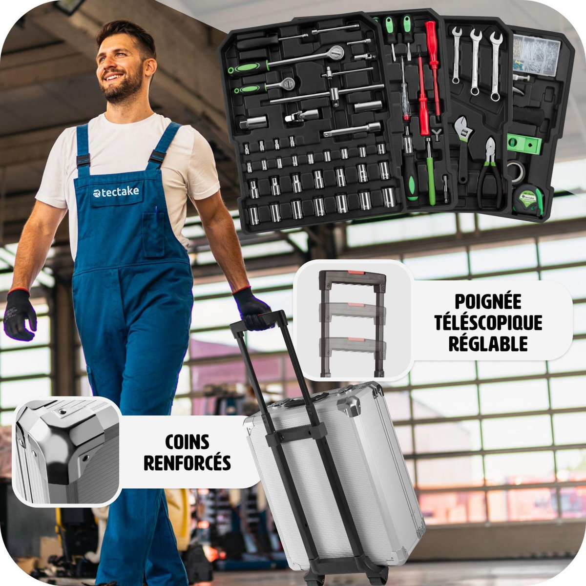tectake Caisse à outils 899 pièces