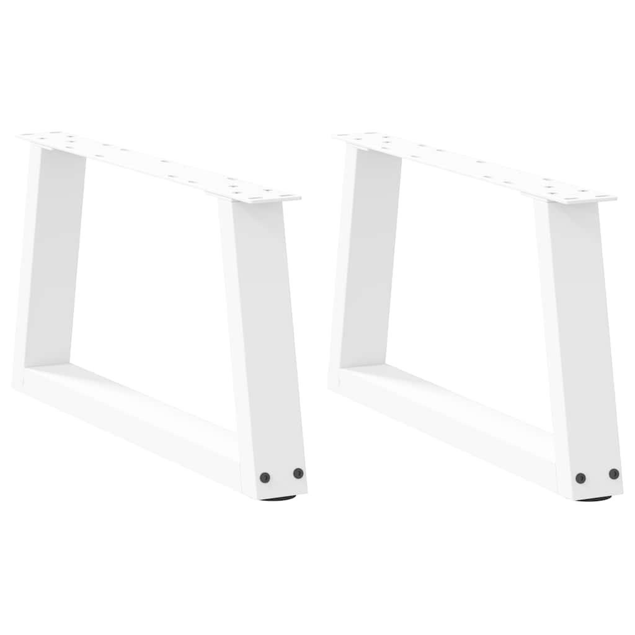 VIDAXL Pieds de table a manger forme V 2pcs blanc 50x(30-31,3)cm acier