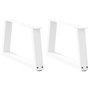 Voir la diapositive 1 : VIDAXL Pieds de table a manger forme V 2pcs blanc 50x(30-31,3)cm acier