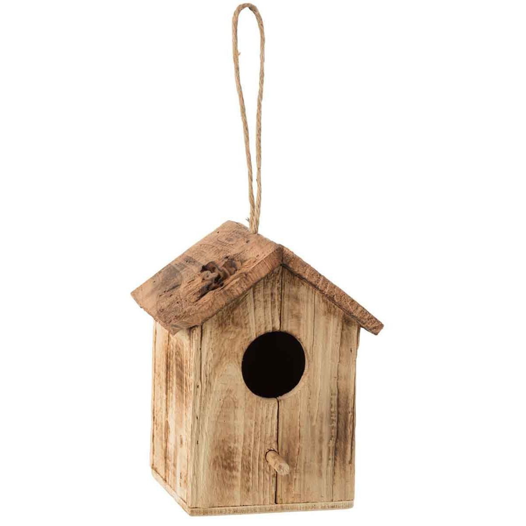 J-LINE Volière à oiseaux en bois  maison  24cm naturel