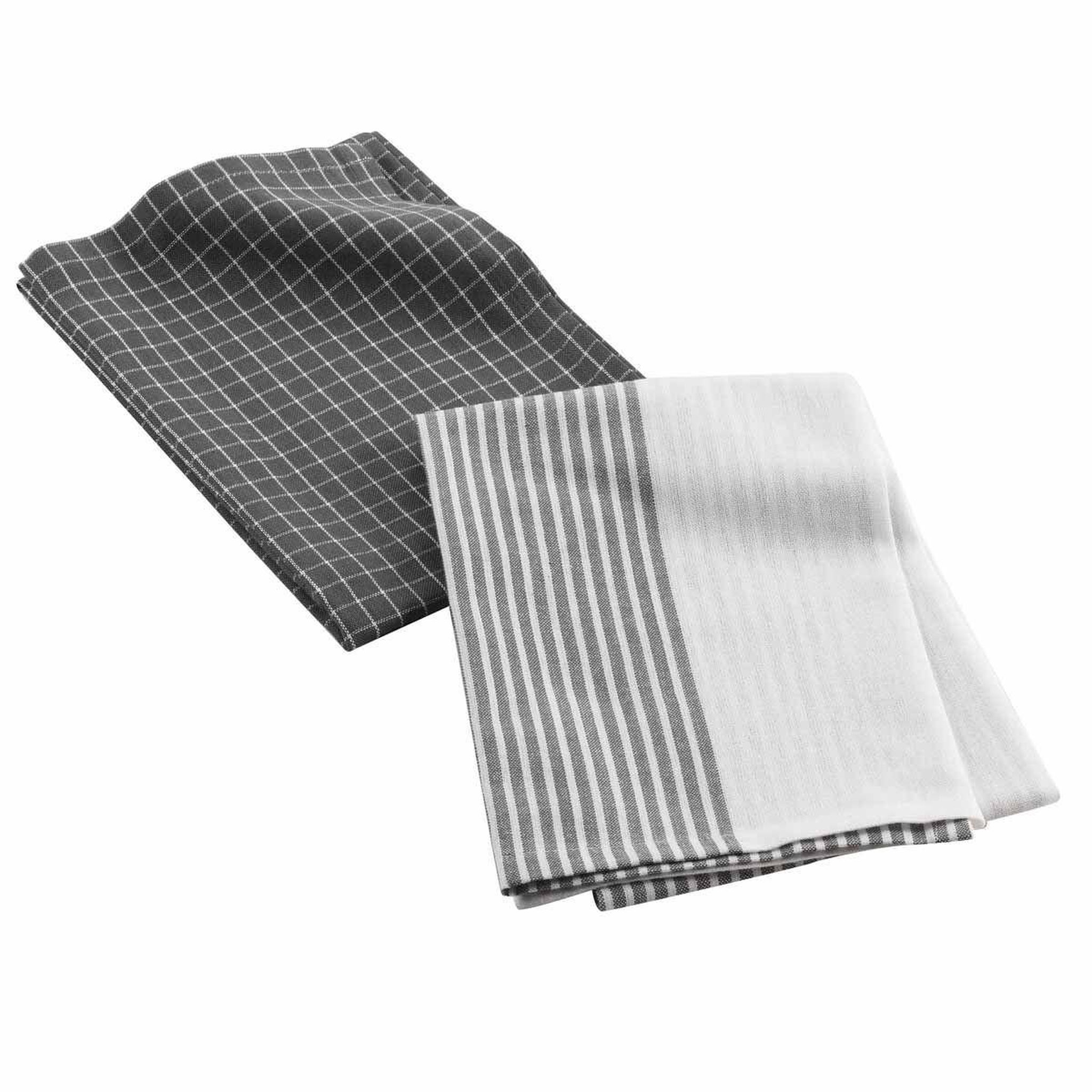 Voir la diapositive 1 : Douceur d'Intérieur Lot de 2 torchons de cuisine  auberge  50x70cm anthracite