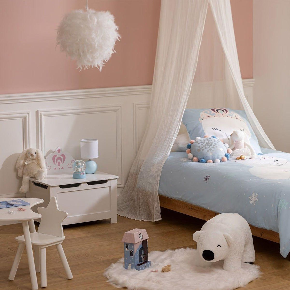Atmosphera Kids Lampe Suspension Enfant Plumes  Hiver  35cm Blanc