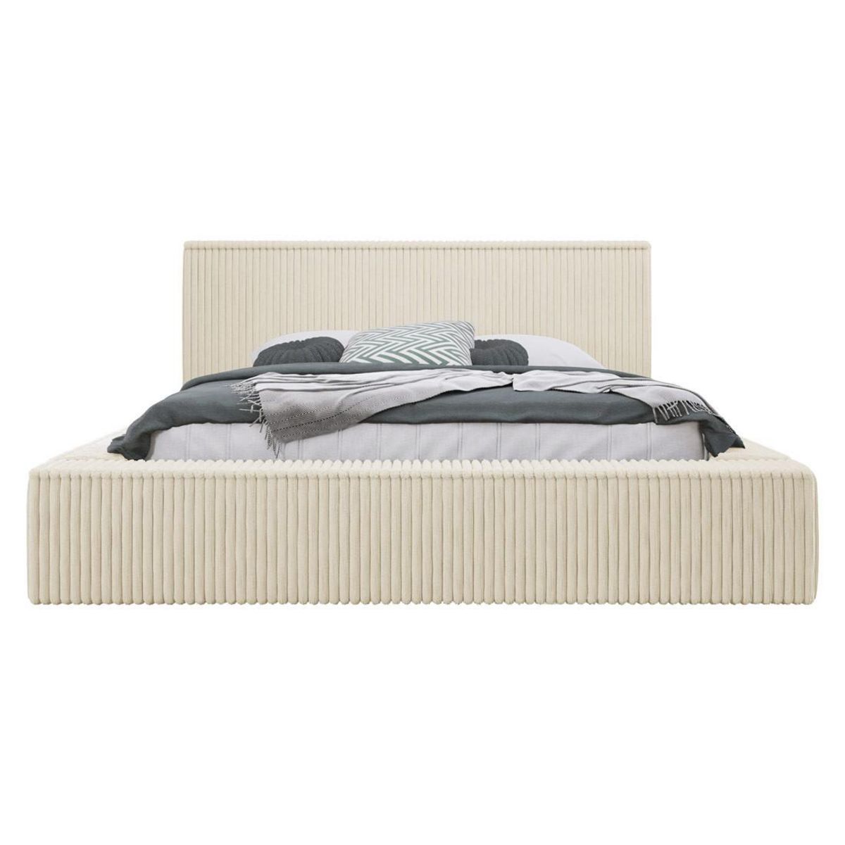 BEST MOBILIER Swan - lit coffre - 180x200 cm - sommier inclus - en velours côtelé grosses côtes