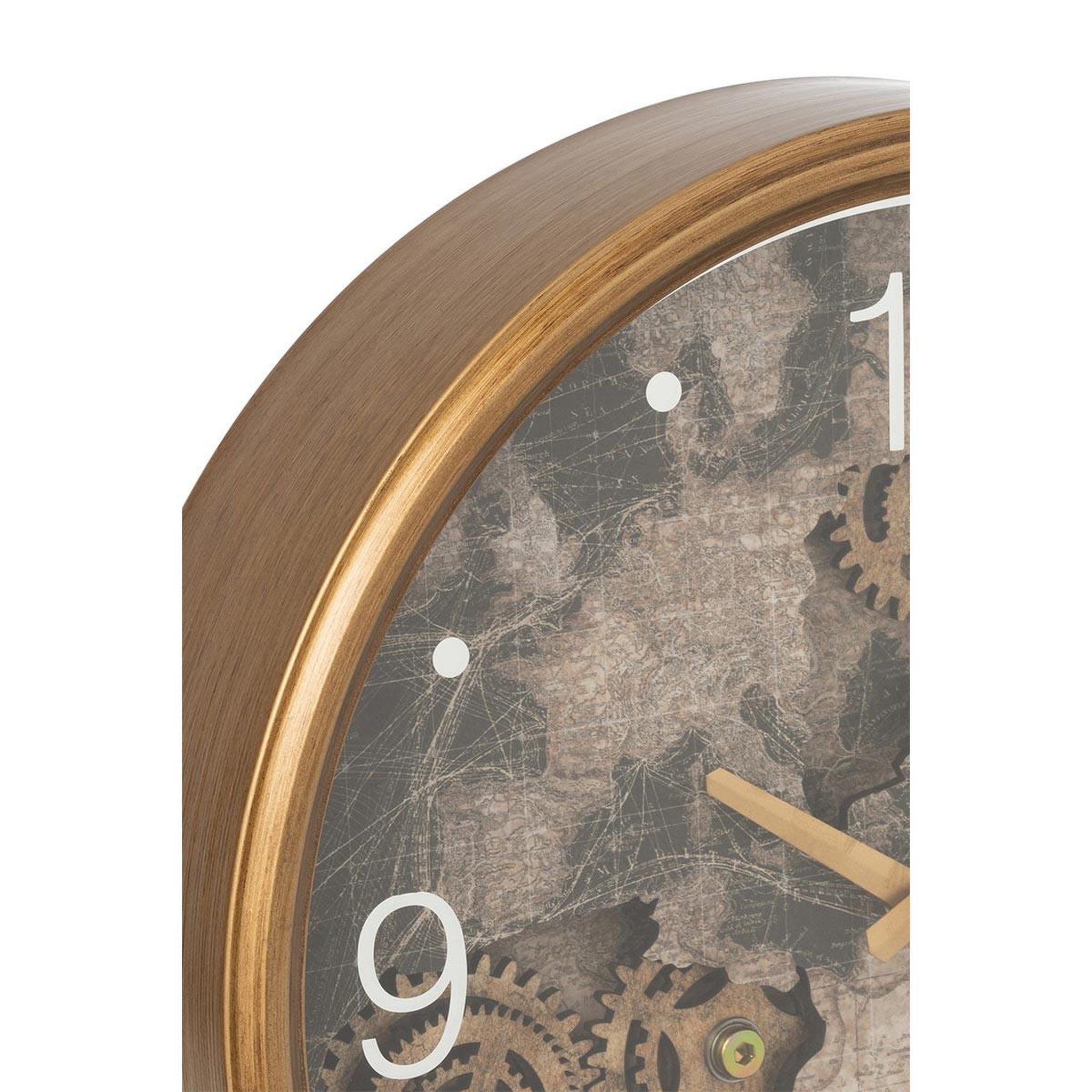 Voir la diapositive 2 : J-LINE Horloge murale  carte europe  39cm or