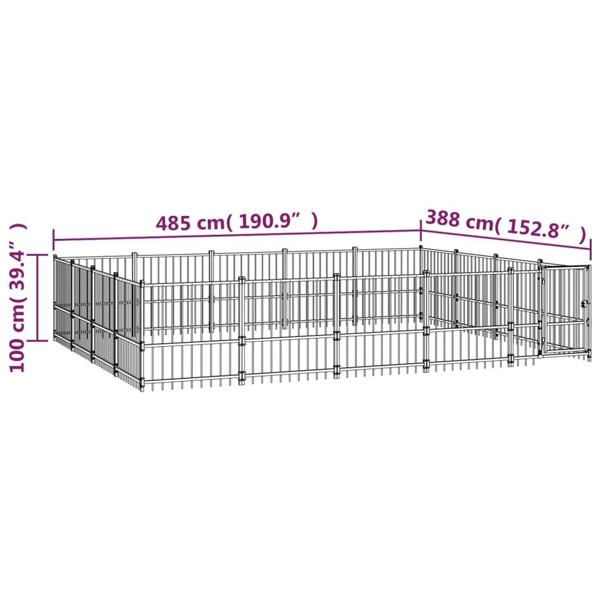 Voir la diapositive 6 : VIDAXL Chenil d'exterieur pour chiens Acier 18,82 m²