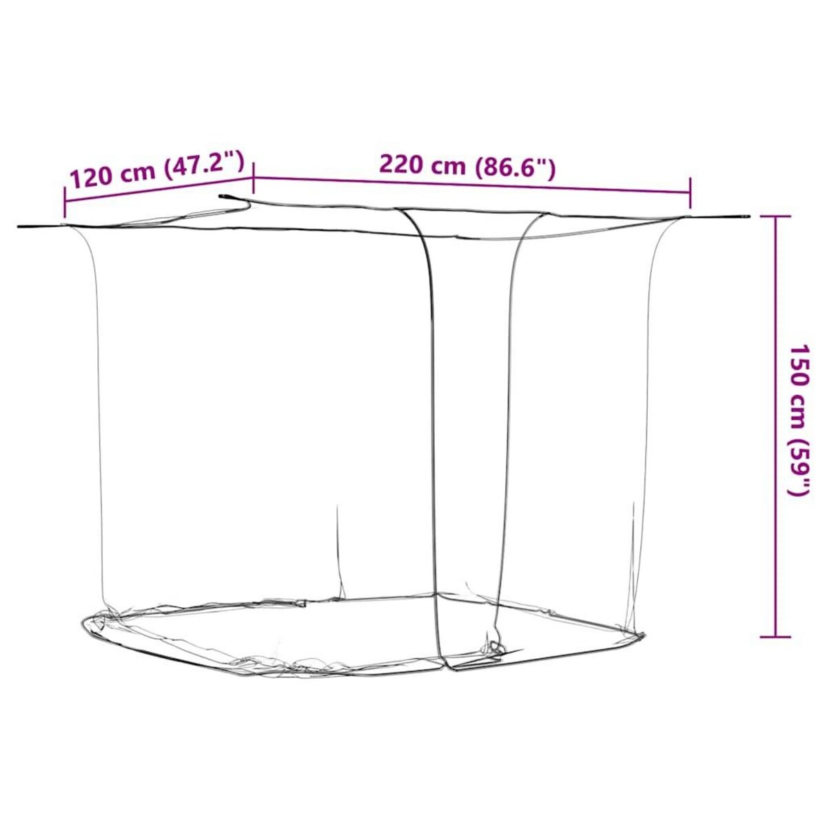 VIDAXL Moustiquaire suspendue 156 maille blanc 220x120x150 cm