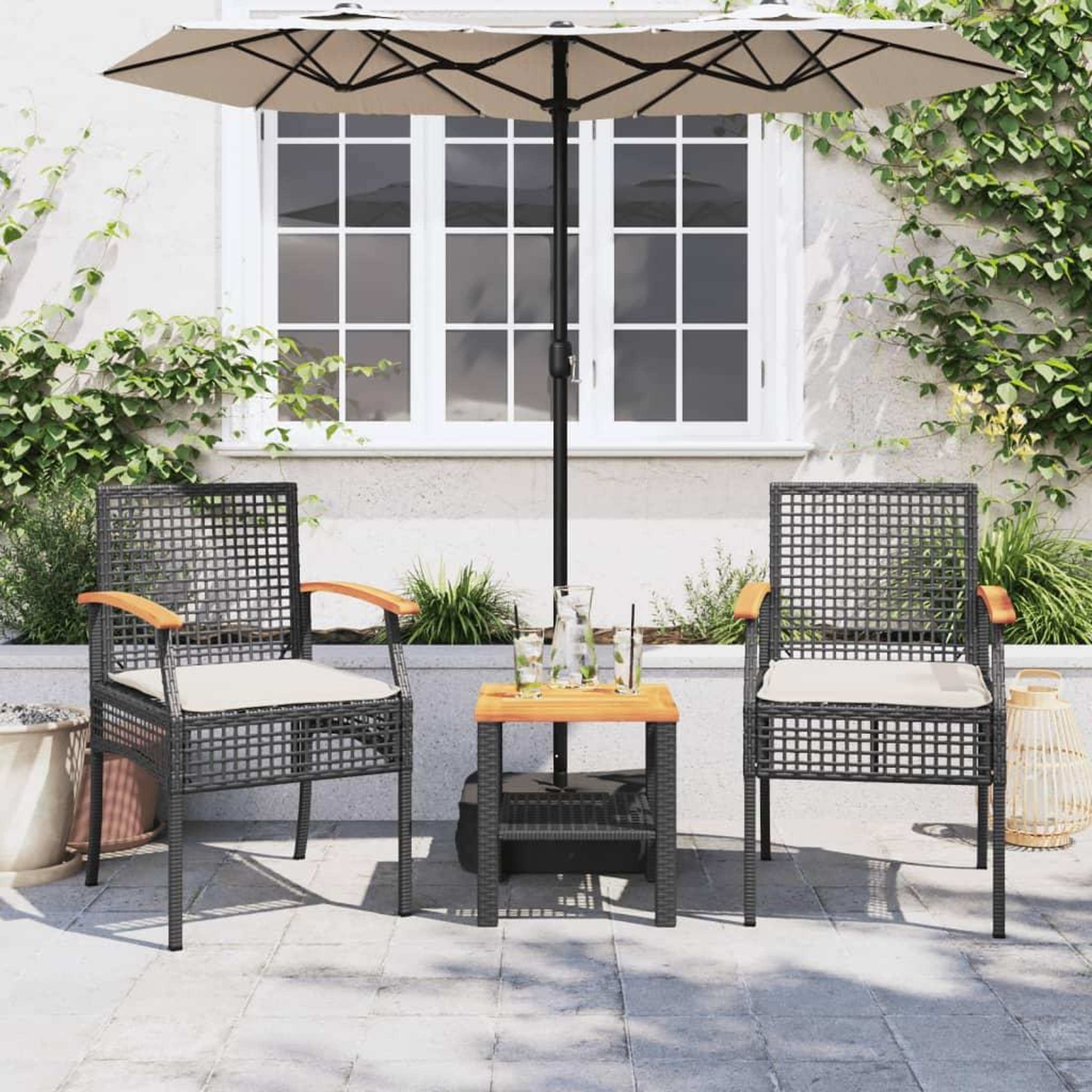 Voir la diapositive 3 : VIDAXL Chaises de jardin coussins lot de 2 noir resine tressee acacia